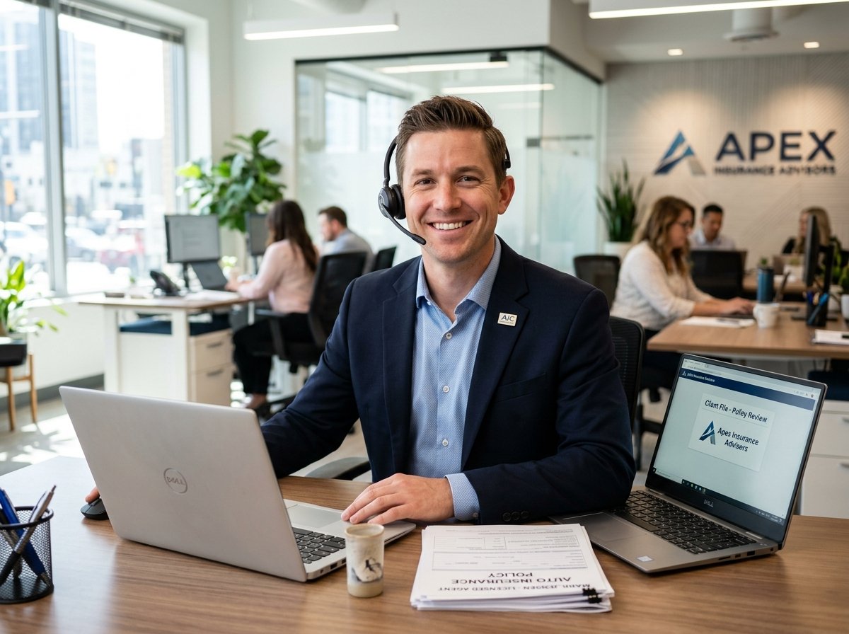 Licensed insurance advisor at desk smiling